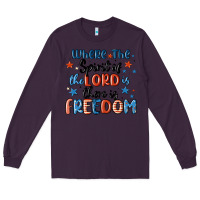 Plum where the spirit of the lord is there is freedom Long Sleeve Tee - MaliasSmallBusiness