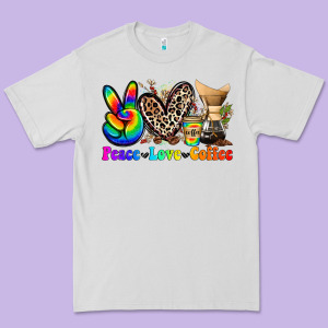 Peace Love  Coffee Premium Tee Designed By Zillion Design Studio