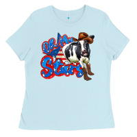 Baby Blue oh my stars cow Ladies Tee - Zillion Design Studio