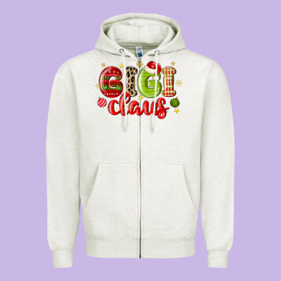 Gigi Claus Zipper Hoodie Designed By Maliassmallbusiness