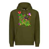 Army Green Louisiana map Mardi Gras Premium Hoodie - NancyCooperArtShop