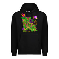 Black Louisiana map Mardi Gras Premium Hoodie - NancyCooperArtShop