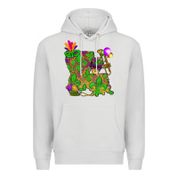 Dove Grey Louisiana map Mardi Gras Premium Hoodie - NancyCooperArtShop