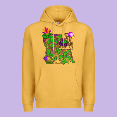 Louisiana Map Mardi Gras Premium Hoodie Designed By Nancycooperartshop