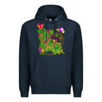Navy Louisiana map Mardi Gras Premium Hoodie - NancyCooperArtShop