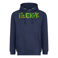 Navy st. patrick's day lucky with clovers and horseshoe Heavyweight Hoodie - RanaPortraitStore