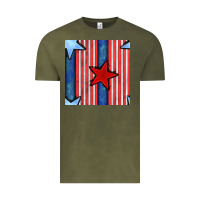 Vintage Olive 4th of july stars and stripes seamless pattern Vintage Tee - BundleAndBundleShop