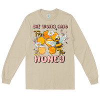 Mushroom she works hard for the honey Long Sleeve Tee - MaliasSmallBusiness