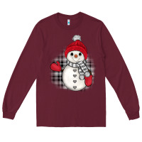 Burgundy grey christmas snowman Long Sleeve Tee - JahusDesignShop