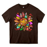 Chocolate Brown strawberry sunflower Heavy Core Tee - texasbilliewilder