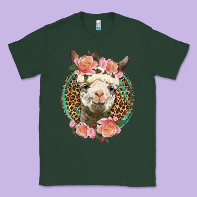 Western Llama And Roses Classic Tee Designed By Lillyallendesigns