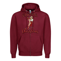 Burgundy cowgirl christmas Zipper Hoodie - MaliasSmallBusiness