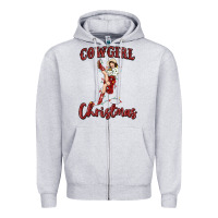Heather Grey cowgirl christmas Zipper Hoodie - MaliasSmallBusiness