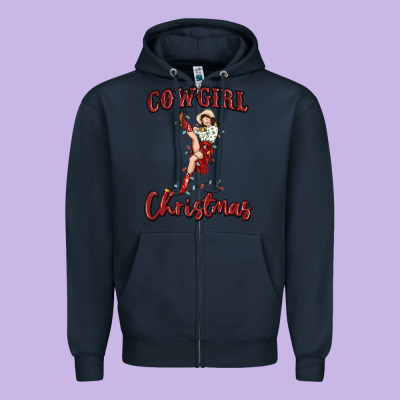 Cowgirl Christmas Zipper Hoodie Designed By Maliassmallbusiness