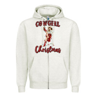 Oatmeal Heather cowgirl christmas Zipper Hoodie - MaliasSmallBusiness