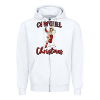 White cowgirl christmas Zipper Hoodie - MaliasSmallBusiness