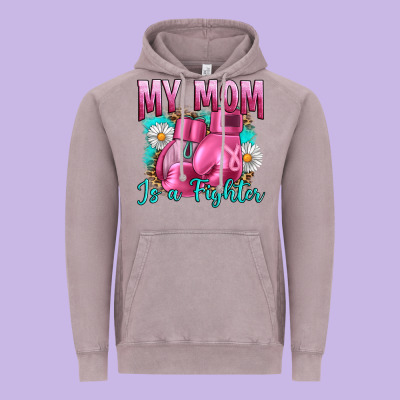 Breast Cancer My Mom Is A Fighter Vintage Hoodie Designed By Artiststas