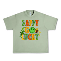 Oil Green happy go lucky  with coin and shamrock Urban Heavy Tee - Artiststas