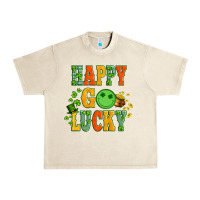 Happy Go Lucky  With Coin And Shamrock Urban Heavy Tee | Teevron