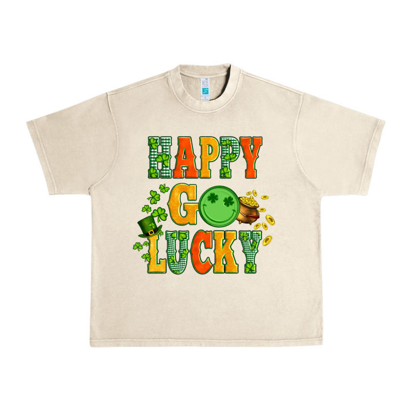 Happy Go Lucky  With Coin And Shamrock Urban Heavy Tee by Artiststas | Teevron
