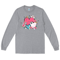 Heather Grey nurse hearts Long Sleeve Tee - MaliasSmallBusiness