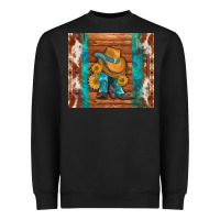 Black cowboy boots turquoise aztec cowhide Heavyweight Sweatshirt - Artiststas
