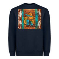 Navy cowboy boots turquoise aztec cowhide Heavyweight Sweatshirt - Artiststas