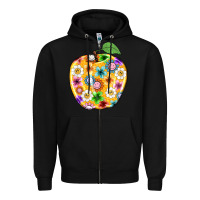 Black colorful flora apple teacher Zipper Hoodie - NancyCooperArtShop