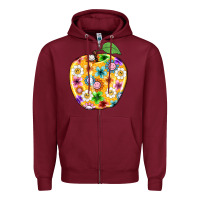 Burgundy colorful flora apple teacher Zipper Hoodie - NancyCooperArtShop