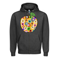 Charcoal Heather colorful flora apple teacher Zipper Hoodie - NancyCooperArtShop