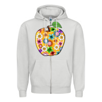 Dove Grey colorful flora apple teacher Zipper Hoodie - NancyCooperArtShop