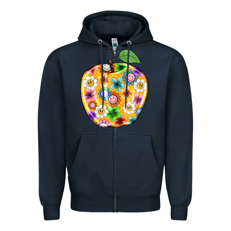 Colorful Flora Apple Teacher Zipper Hoodie by NancyCooperArtShop | Teevron