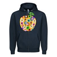 Navy colorful flora apple teacher Zipper Hoodie - NancyCooperArtShop
