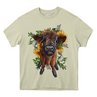 Mossy highland cow with sunflower Heavy Core Tee - RanaPortraitStore