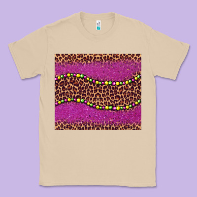 Mardi Gras  Leopard Pink Glitter Bead Classic Tee Designed By Barkaloodesign