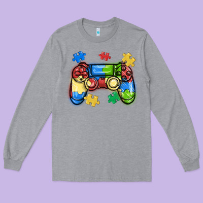 Autism Awareness Video Game Controller Long Sleeve Tee Designed By Maliassmallbusiness