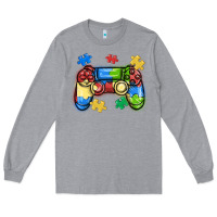 Heather Grey autism awareness video game controller Long Sleeve Tee - MaliasSmallBusiness