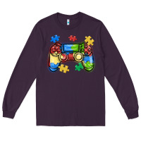Plum autism awareness video game controller Long Sleeve Tee - MaliasSmallBusiness