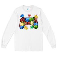 White autism awareness video game controller Long Sleeve Tee - MaliasSmallBusiness