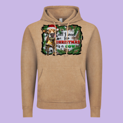 All I Want For Christmas Is A Cow Vintage Hoodie Designed By Ranaportraitstore