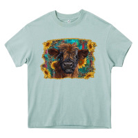 Arona highland cow calf with western background Heavy Core Tee - RanaPortraitStore