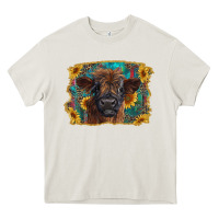 Cream highland cow calf with western background Heavy Core Tee - RanaPortraitStore
