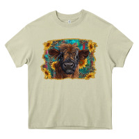 Mossy highland cow calf with western background Heavy Core Tee - RanaPortraitStore