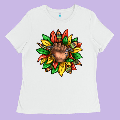 Ladies Tee black history sunflower