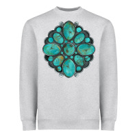 Heather Grey turquoise gemstone Heavyweight Sweatshirt - Artiststas