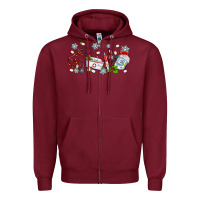 Burgundy christmas nurse Zipper Hoodie - MaliasSmallBusiness