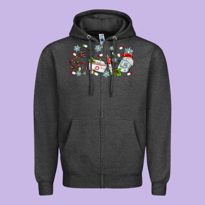 Christmas Nurse Zipper Hoodie Designed By Maliassmallbusiness