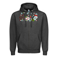 Charcoal Heather christmas nurse Zipper Hoodie - MaliasSmallBusiness