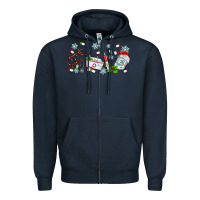 Navy christmas nurse Zipper Hoodie - MaliasSmallBusiness