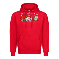 Red christmas nurse Zipper Hoodie - MaliasSmallBusiness